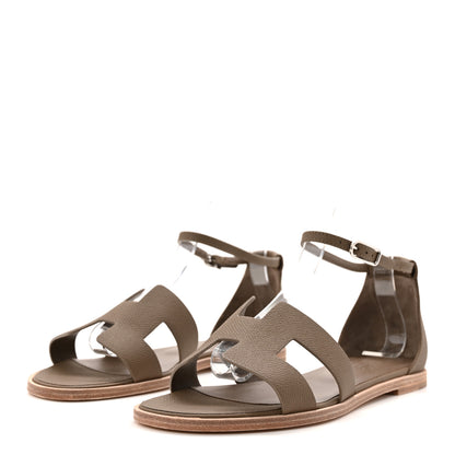 Hermes Epsom Santorini Sandals 39 Etoupe 4 of 9