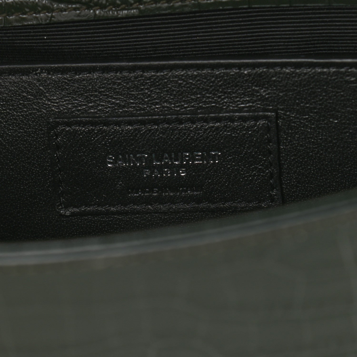 Saint Laurent Calfskin Crocodile Embossed Small Classic Monogram Kate Tassel Satchel Dark Green 5 of 8