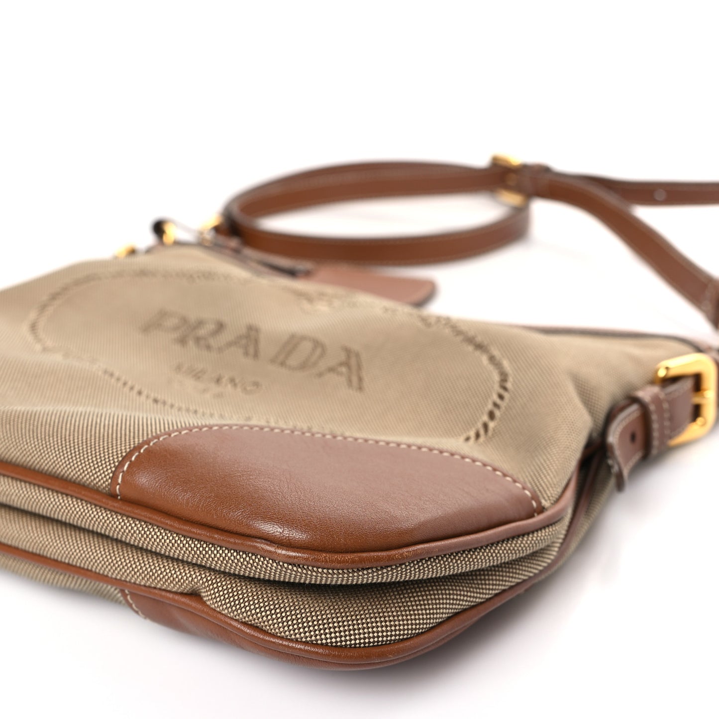 Jacquard Logo Flat Messenger Bag Corda Brandy