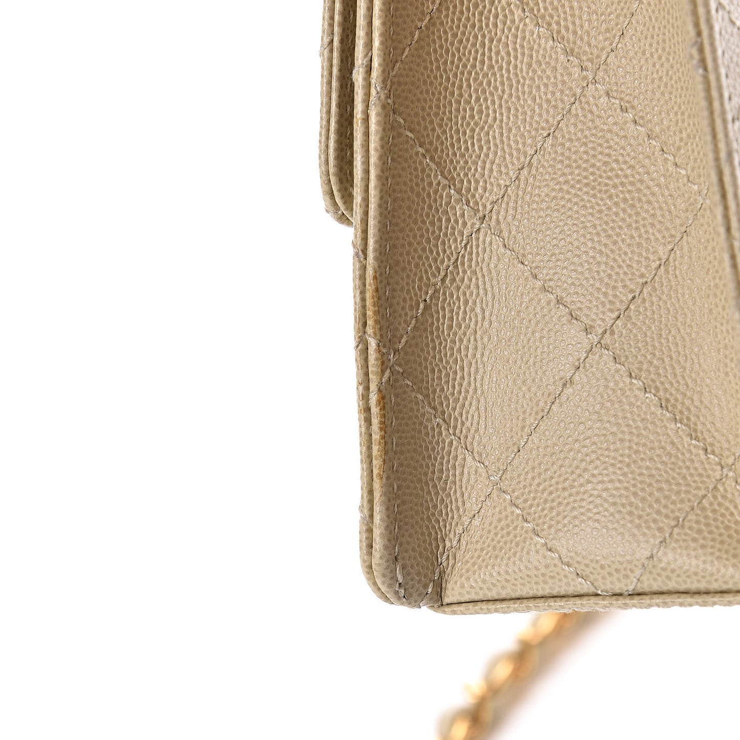 Caviar Stitch Medium Single Flap Beige Clair