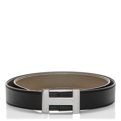 Hermes Epsom Swift 32mm Quizz H Belt 95 Etoupe Black 1 of 9