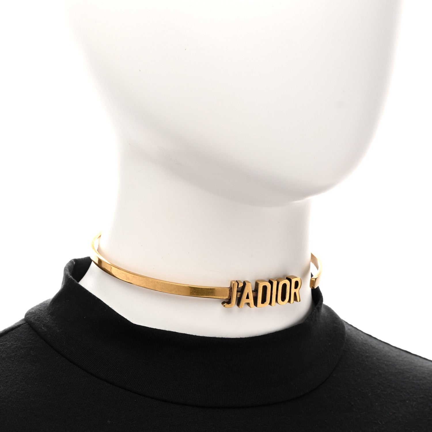 Christian Dior Metal J'Adior Logo Choker Necklace Antique Gold