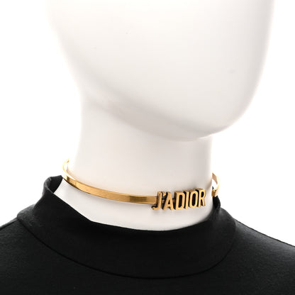 Christian Dior Metal J'Adior Logo Choker Necklace Antique Gold 2 of 6