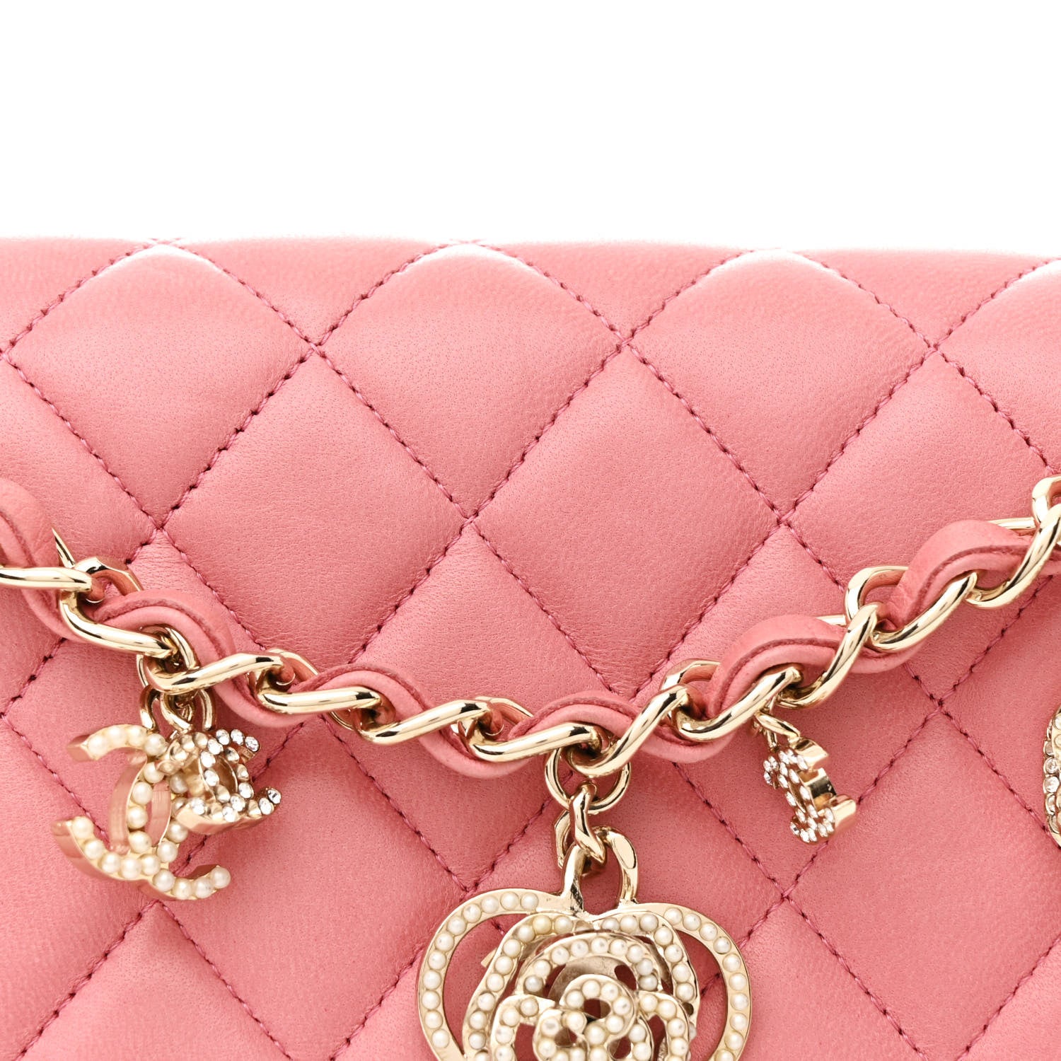 Chanel Lambskin Quilted Valentine Charms Medium Single Flap Pink 8 of 13
