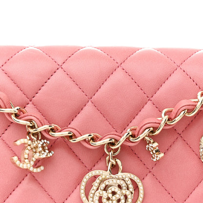 Chanel Lambskin Quilted Valentine Charms Medium Single Flap Pink 8 of 13