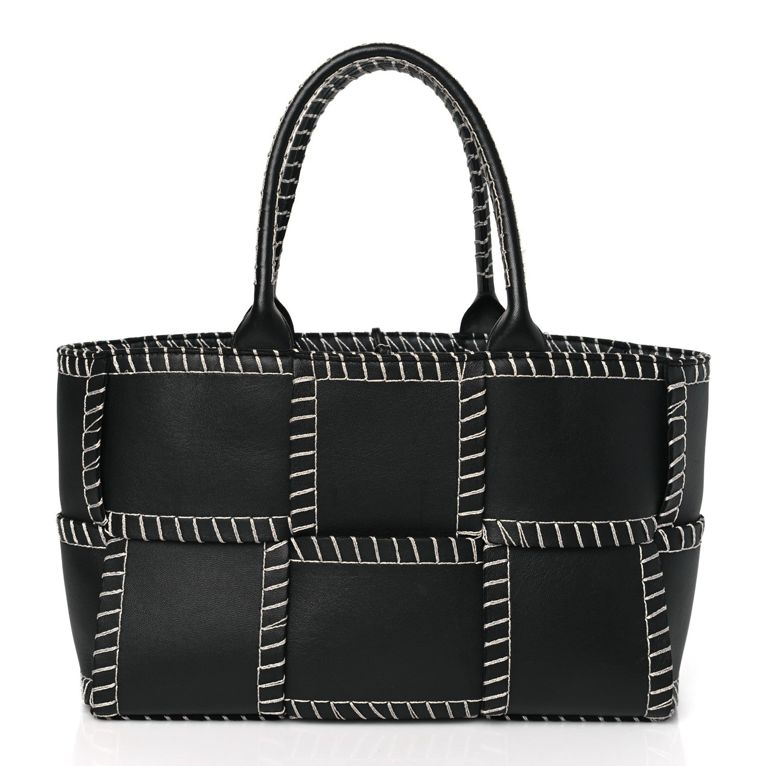 Bottega Veneta Nappa Maxi Intrecciato Overlock Stitched Small Arco Tote Black Silver 3 of 10