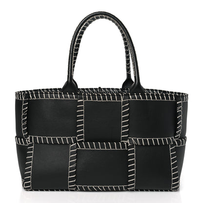 Bottega Veneta Nappa Maxi Intrecciato Overlock Stitched Small Arco Tote Black Silver 3 of 10