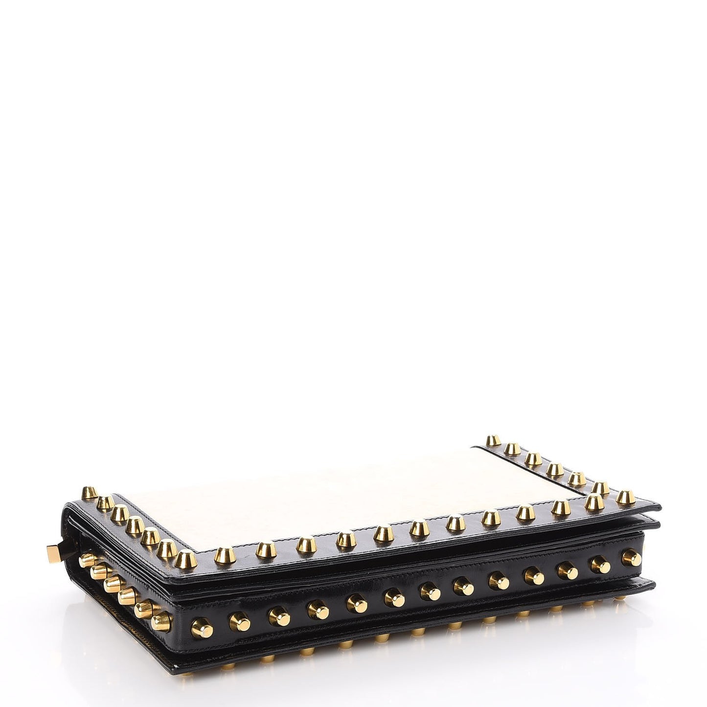 Parchment Calfskin Studded Shoulder Bag Black