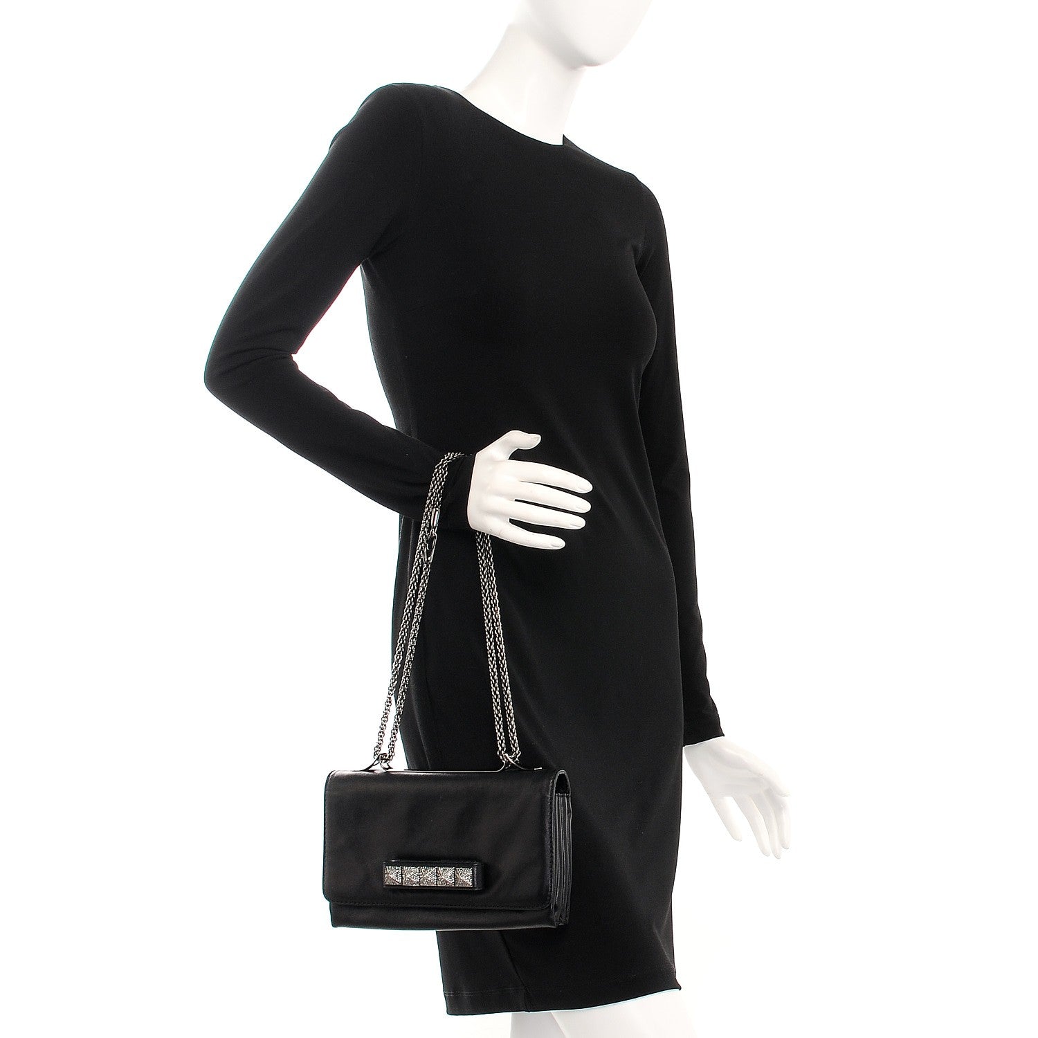 Valentino Garavani Nappa Crystal Encrusted Studs Va Va Voom Shoulder Bag Black 3 of 10
