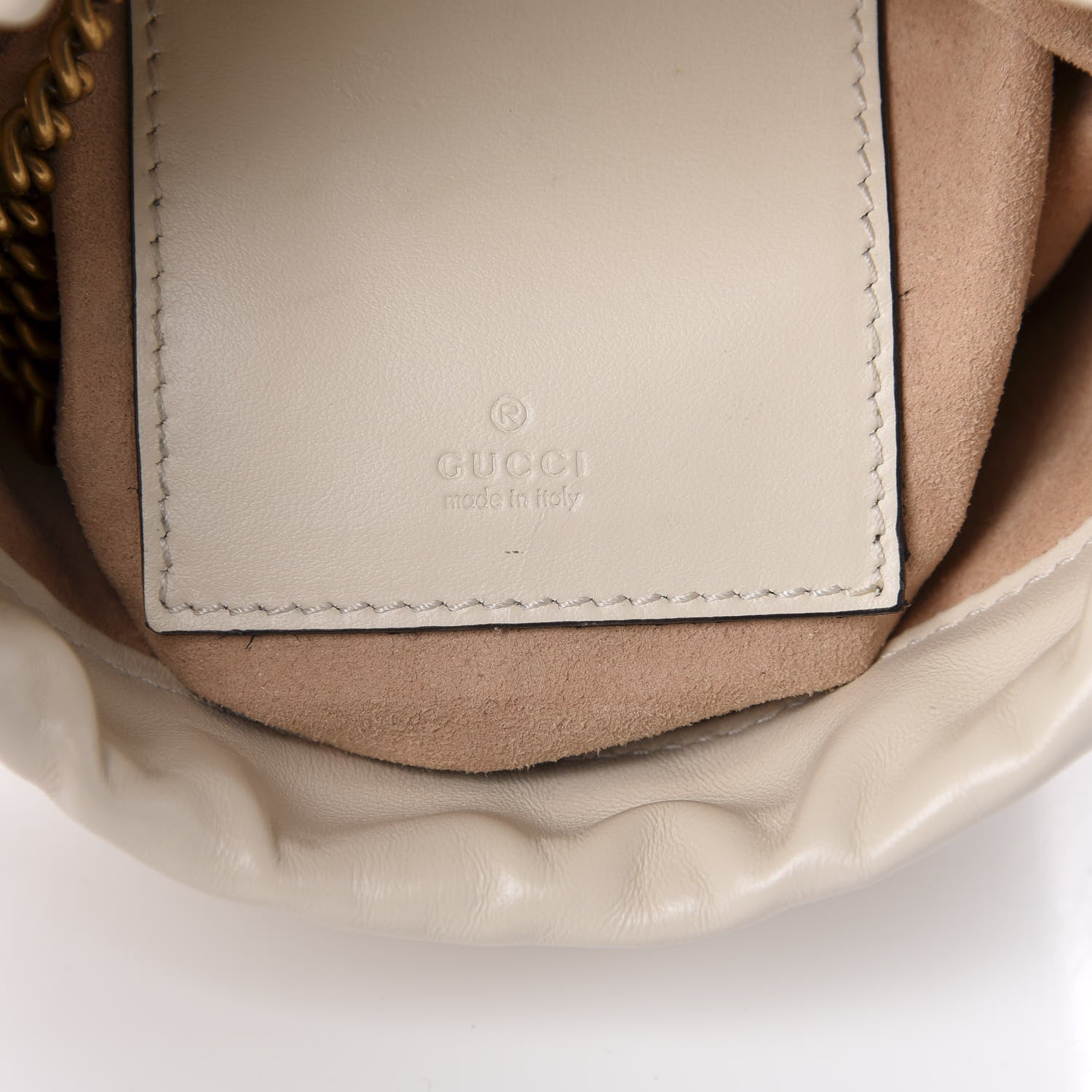 Gucci Calfskin Matelasse Mini GG Marmont 2.0 Bucket Bag White 9 of 11