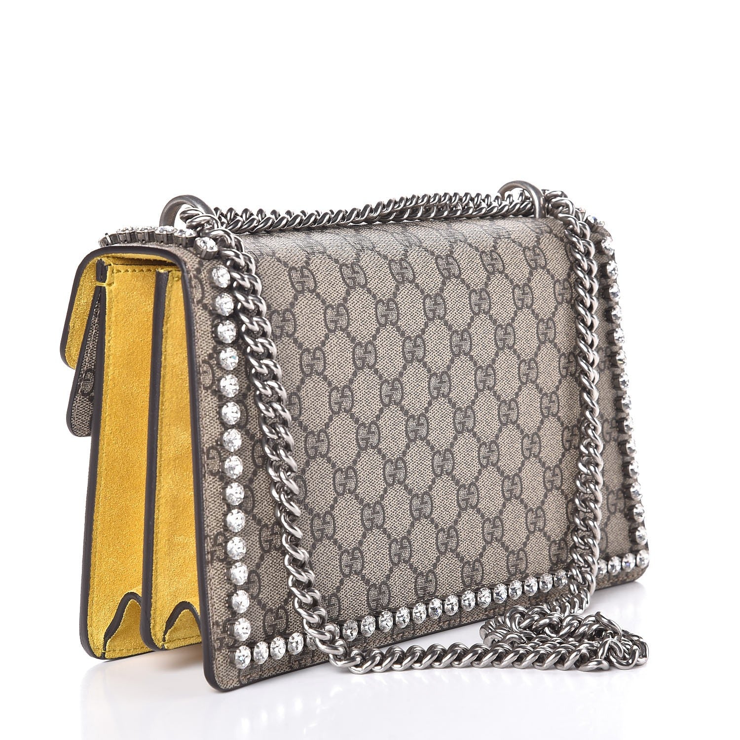 Gucci GG Supreme Monogram Crystal Bow Embroidered Small Dionysus Shoulder Bag Yellow 3 of 7