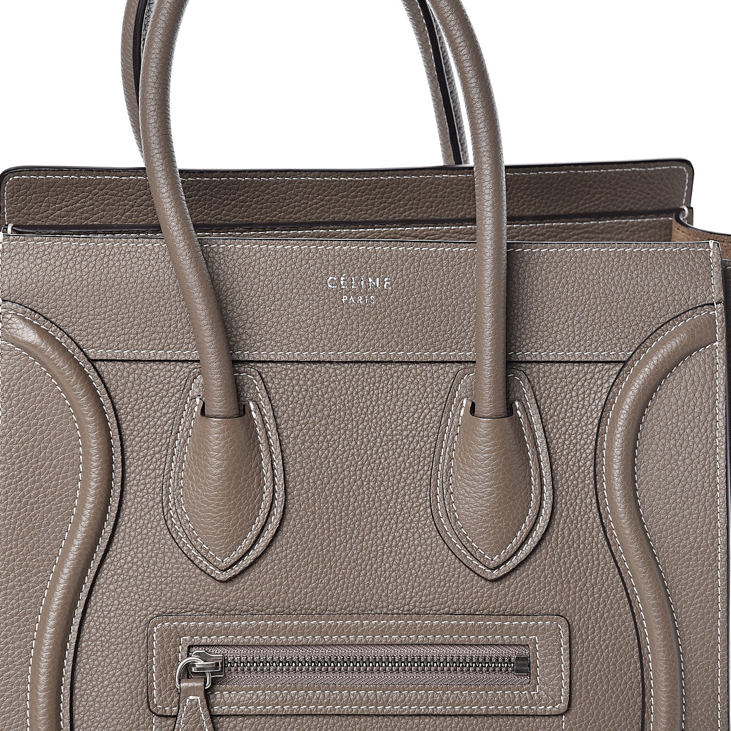 Celine Drummed Calfskin Micro Luggage Souris 9 of 9