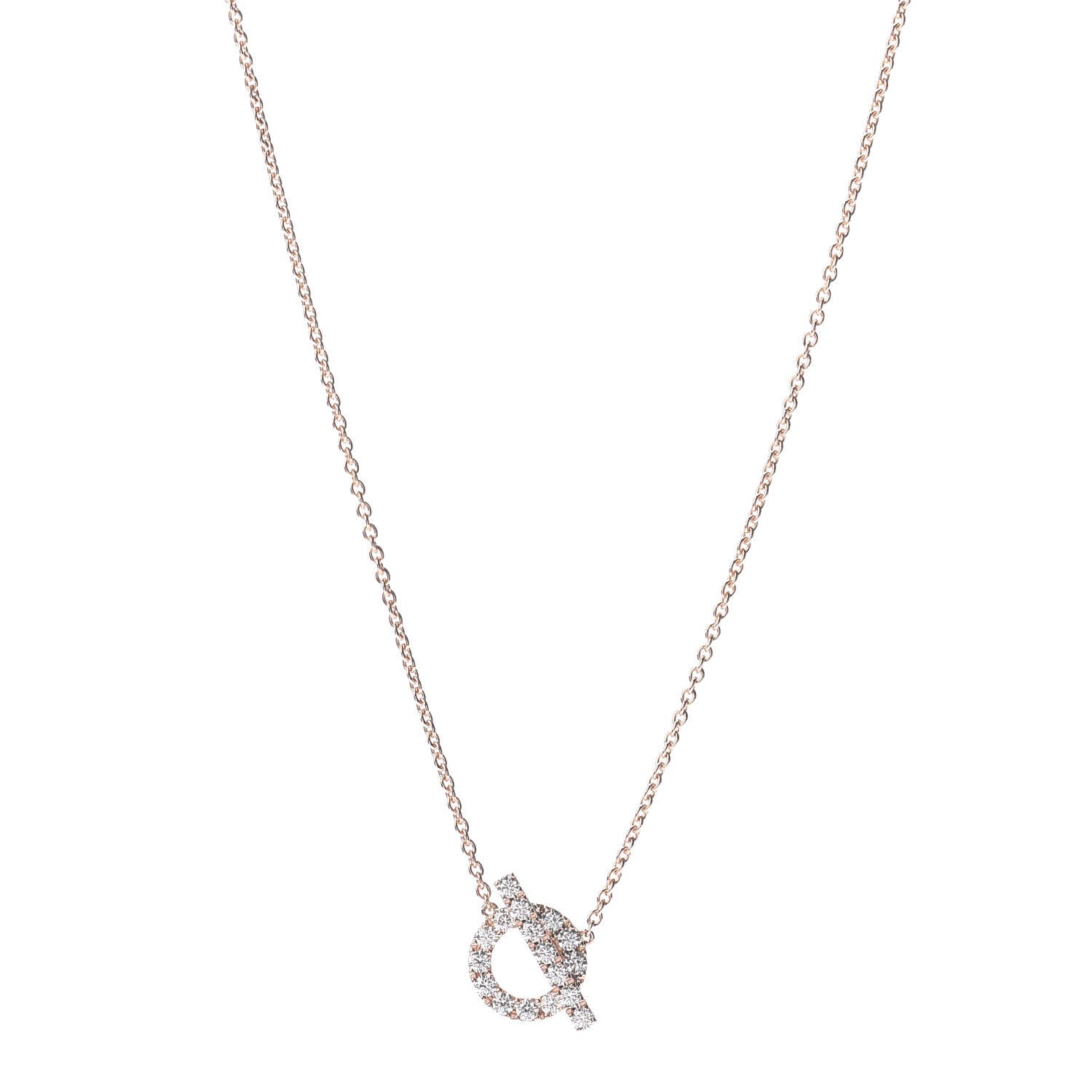Hermes 18K Rose Gold Diamond Finesse Pendant Necklace 1 of 5
