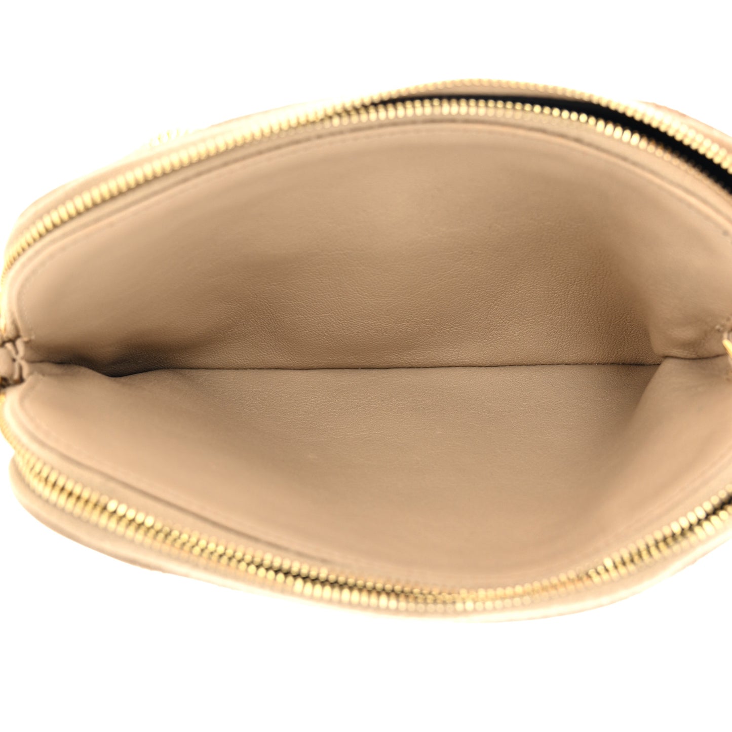 Grained Lambskin Quilted Mini Becky Double Zip Bag Natural Tan