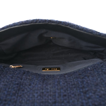 Chanel Tweed Quilted Large Chanel 19 Flap Navy Blue 5 of 12