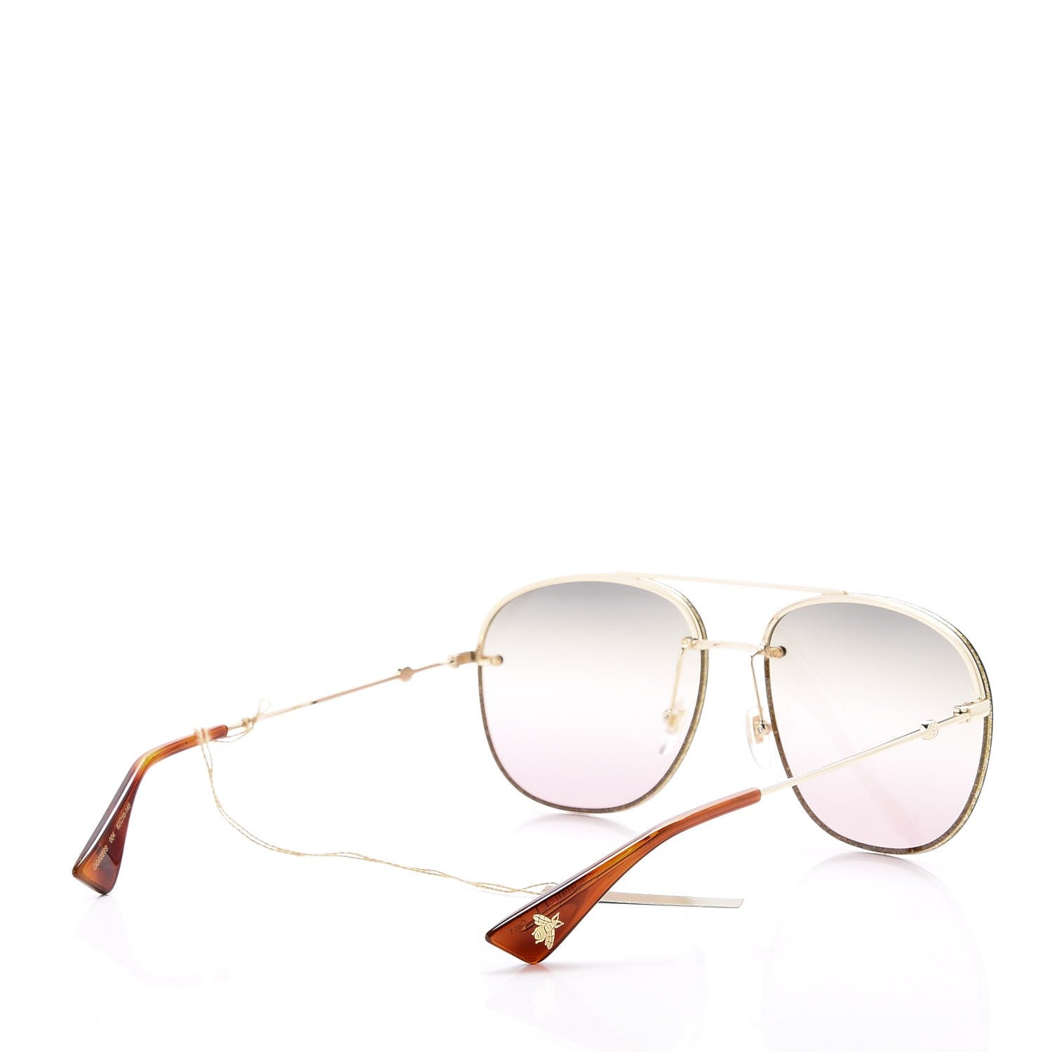 Gucci Metal Glitter Aviator Sunglasses G0227S Gold 3 of 8