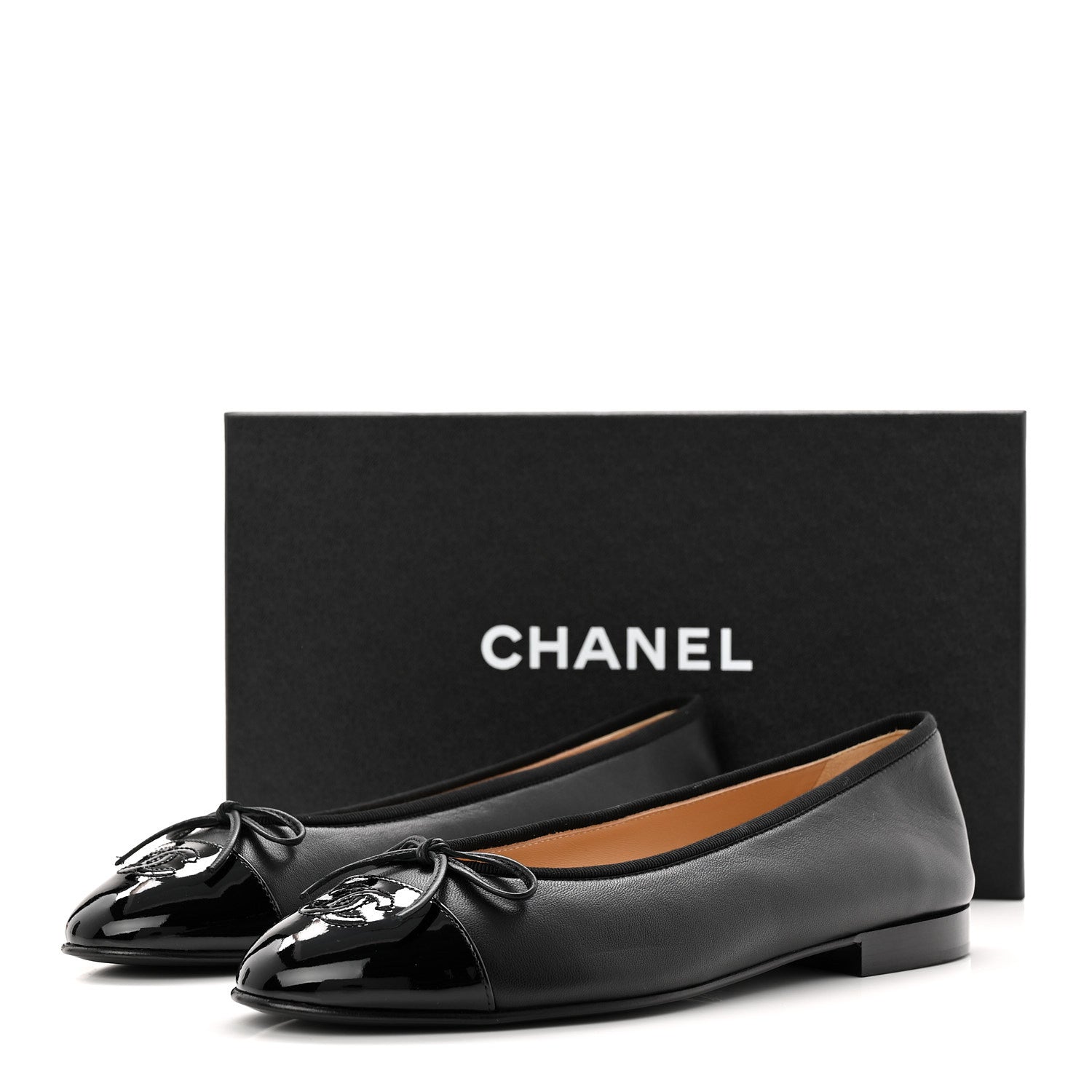 Chanel Lambskin Patent Cap Toe Ballerina Flats 40 Black 10 of 10