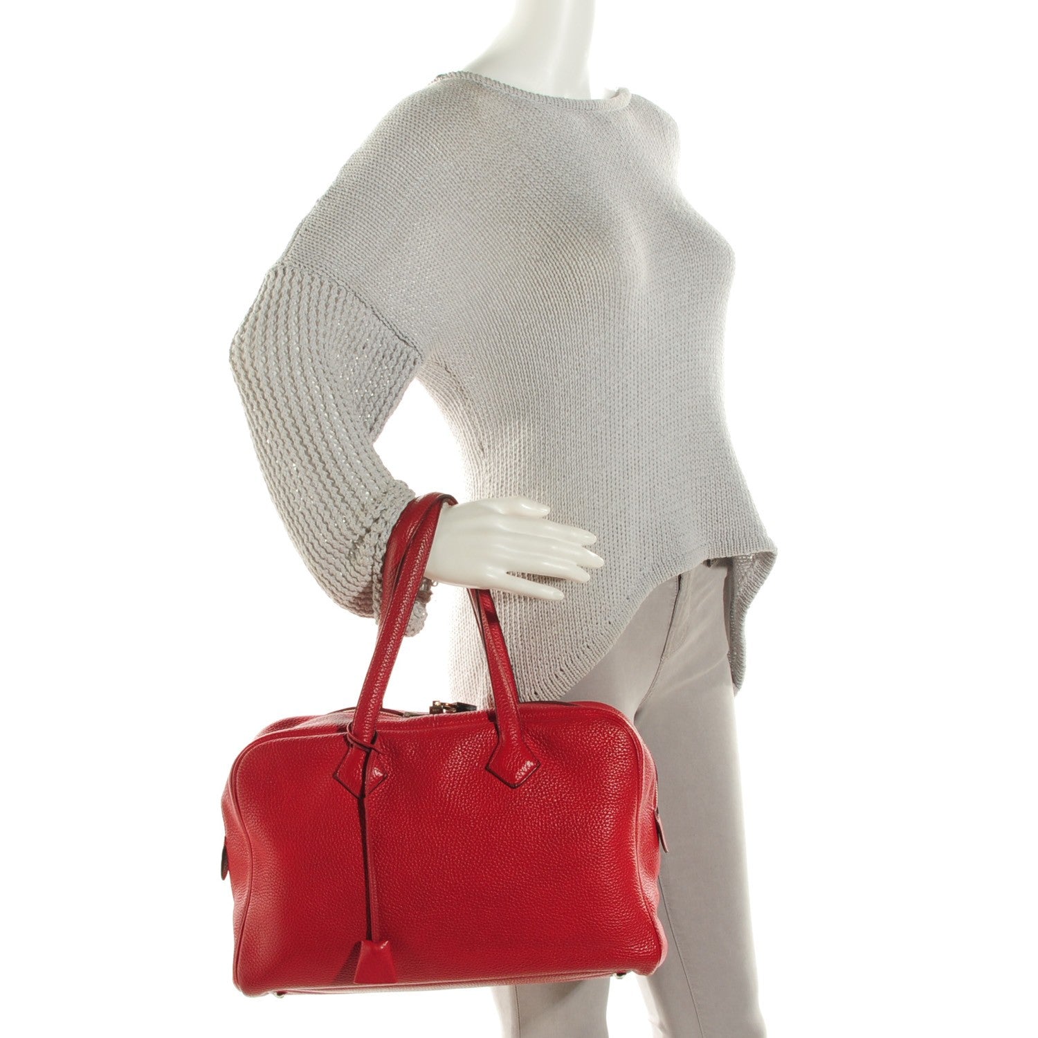 Hermes Taurillon Clemence Victoria II 35 Rouge Casaque 9 of 15