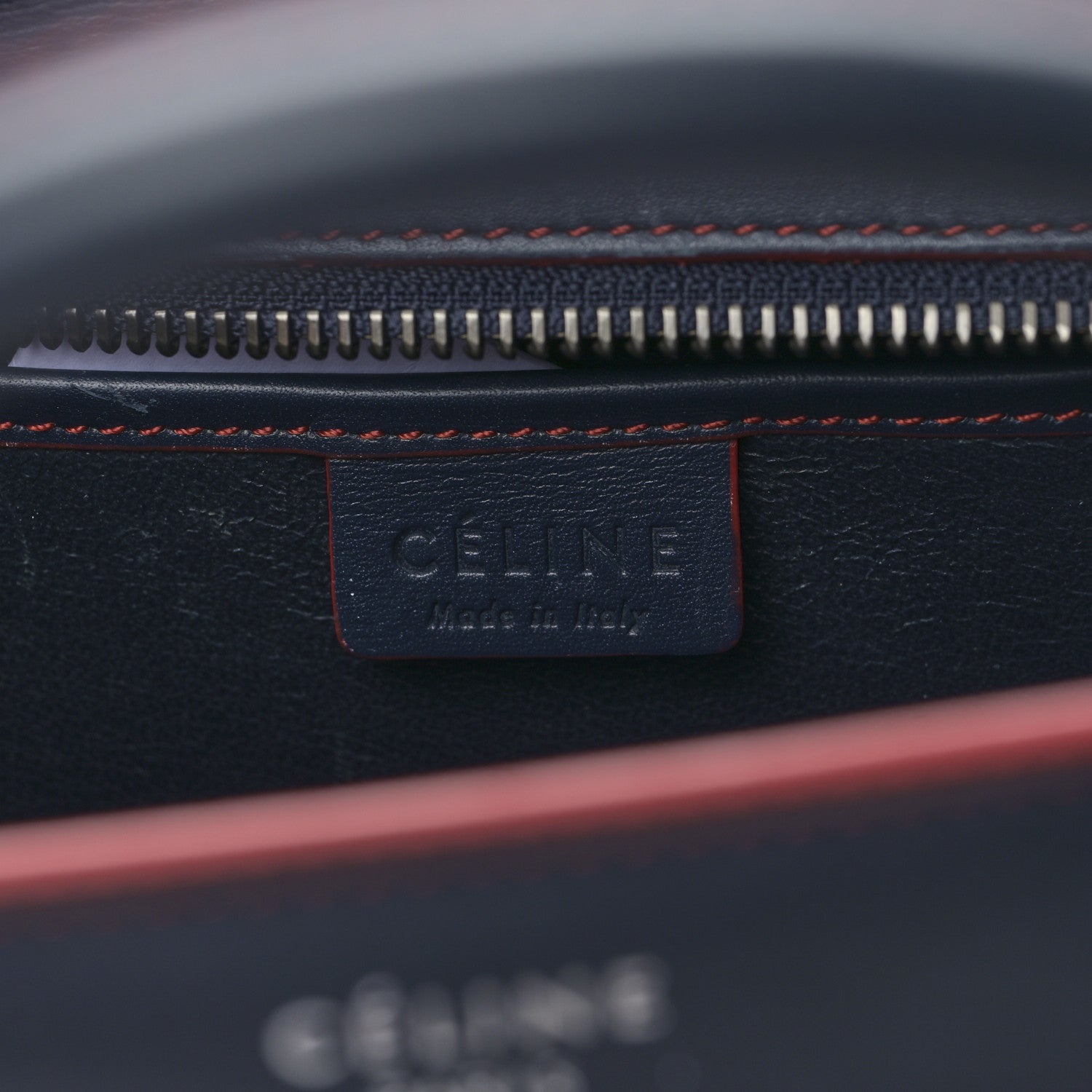 Celine Smooth Calfskin Nano Luggage Navy Blue Red 6 of 9