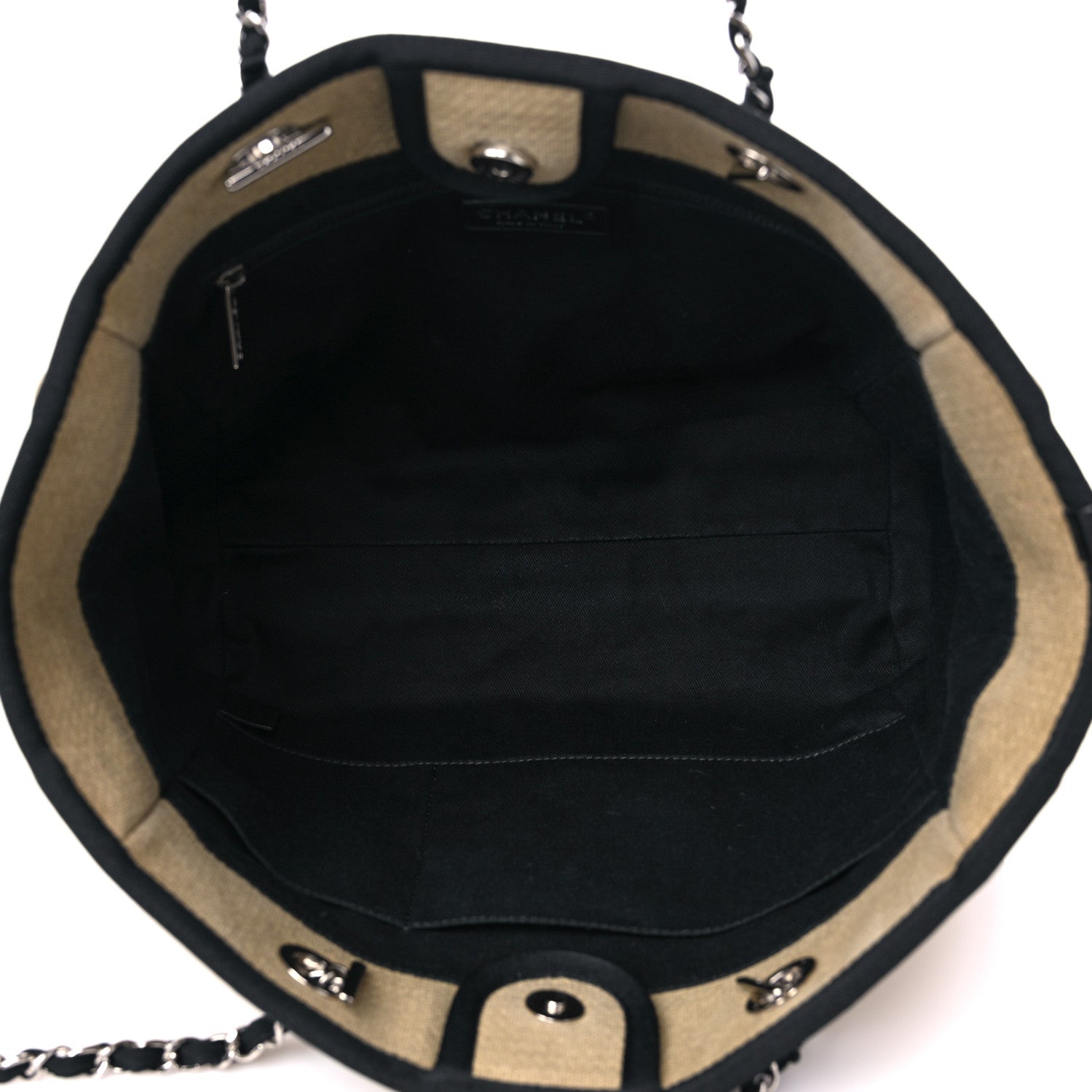 Chanel Canvas Small Deauville Tote Beige Black 6 of 13