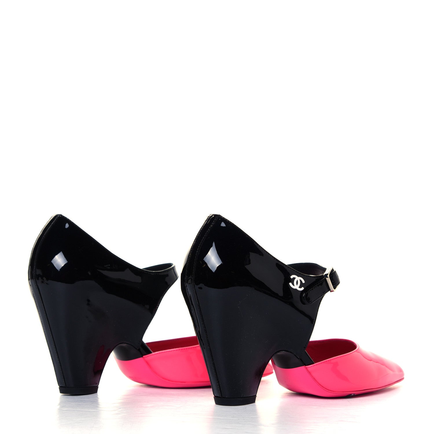 Chanel Patent Calfskin CC Pumps 37 Pink Black 4 of 6