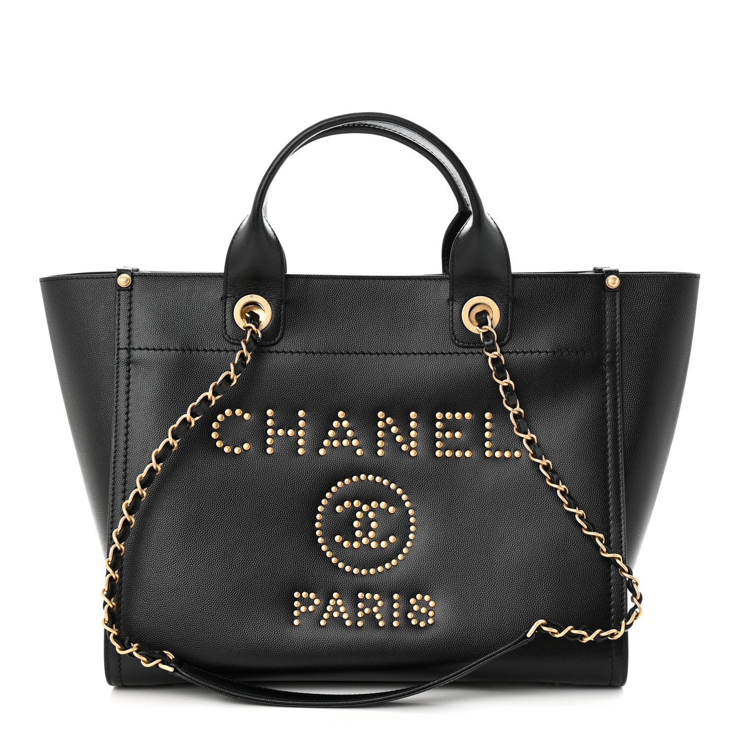 Chanel Caviar Small Studded Deauville Tote Black 1 of 10