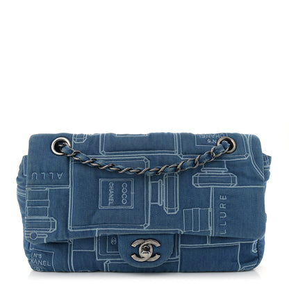 Chanel Denim Embroidered Medium Perfume Bottle Flap Light Blue 1 of 11