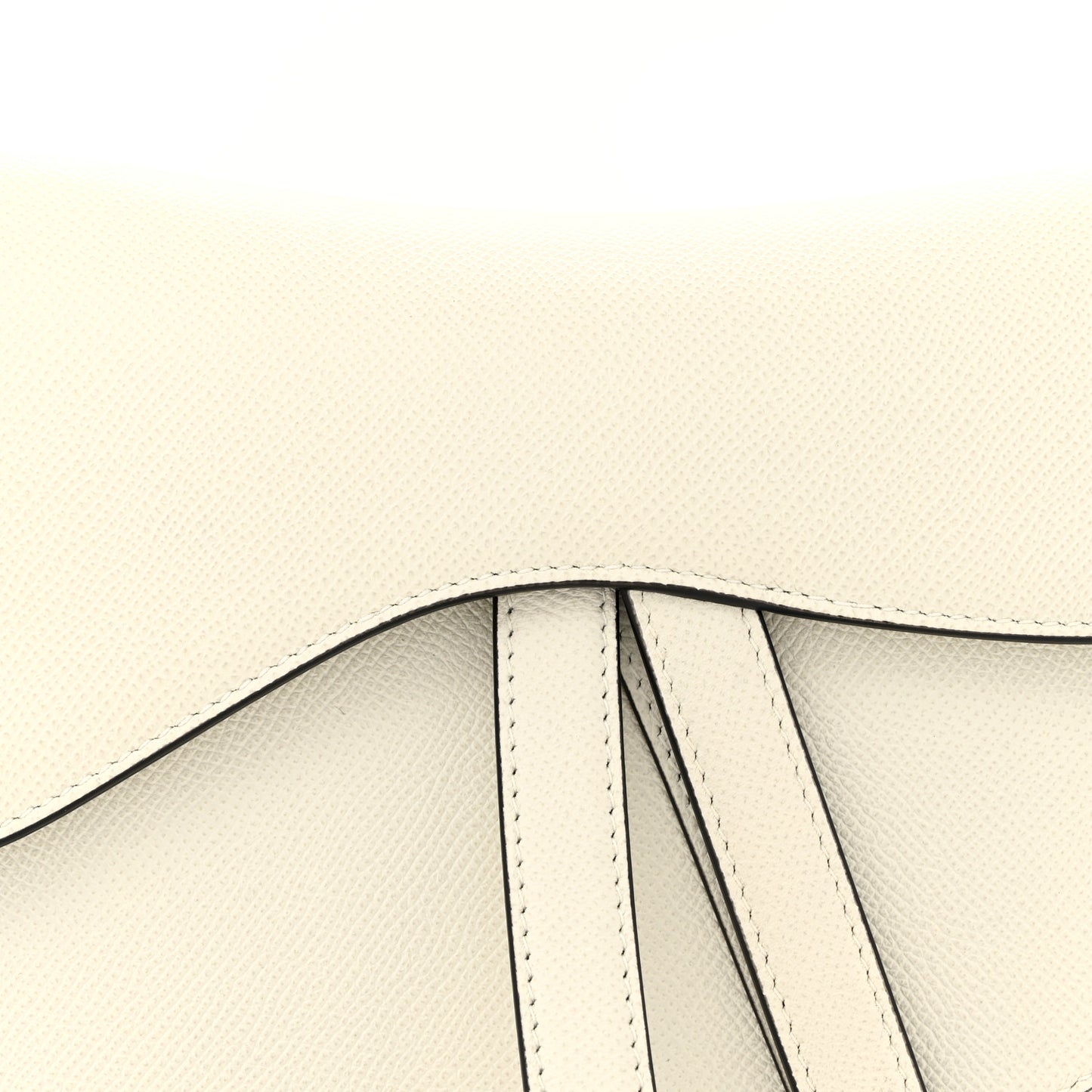 Grained Calfskin Saddle Bag White