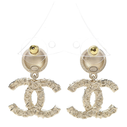 Chanel Crystal CC Drop Logo Earrings Gold 4 of 5