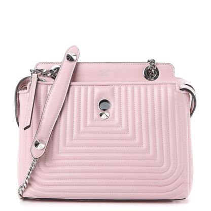 Fendi Shiny Nappa Trapuntata Small DotCom Click Chain Satchel Peonia 1 of 11