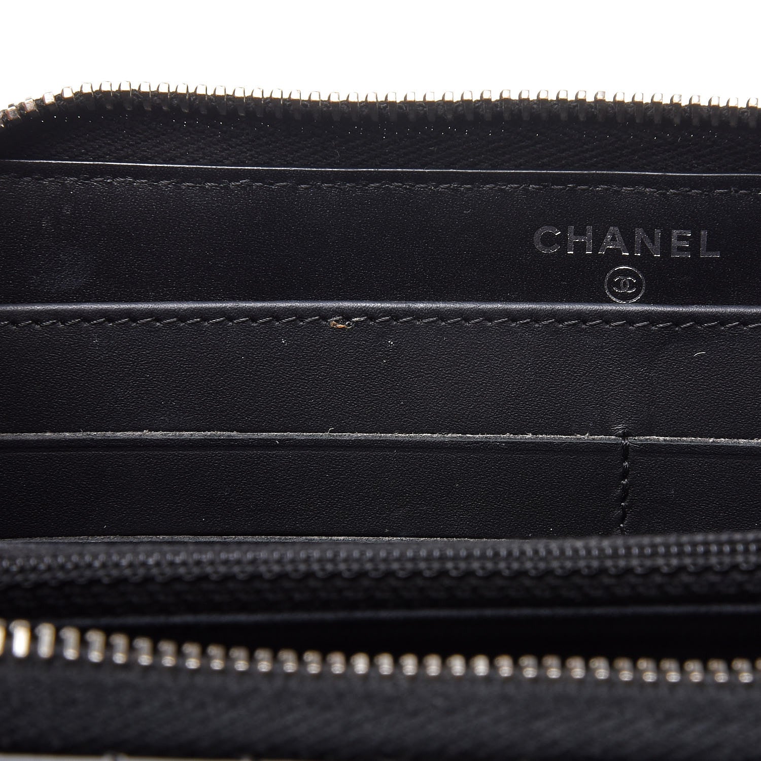 Chanel Patent Chevron Zip Around Wallet Black 9 of 10