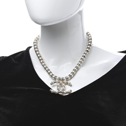 Chanel Pearl Crystal Nefertiti CC Short Necklace Gold 2 of 10