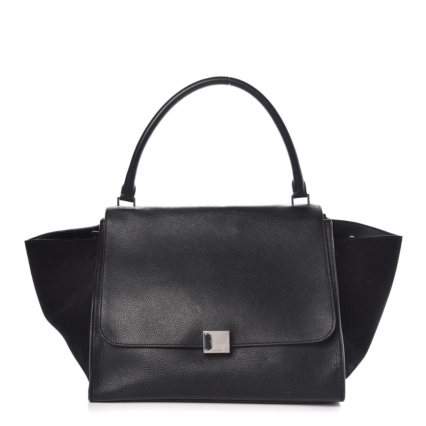 Drummed Calfskin Suede Large Trapeze Black