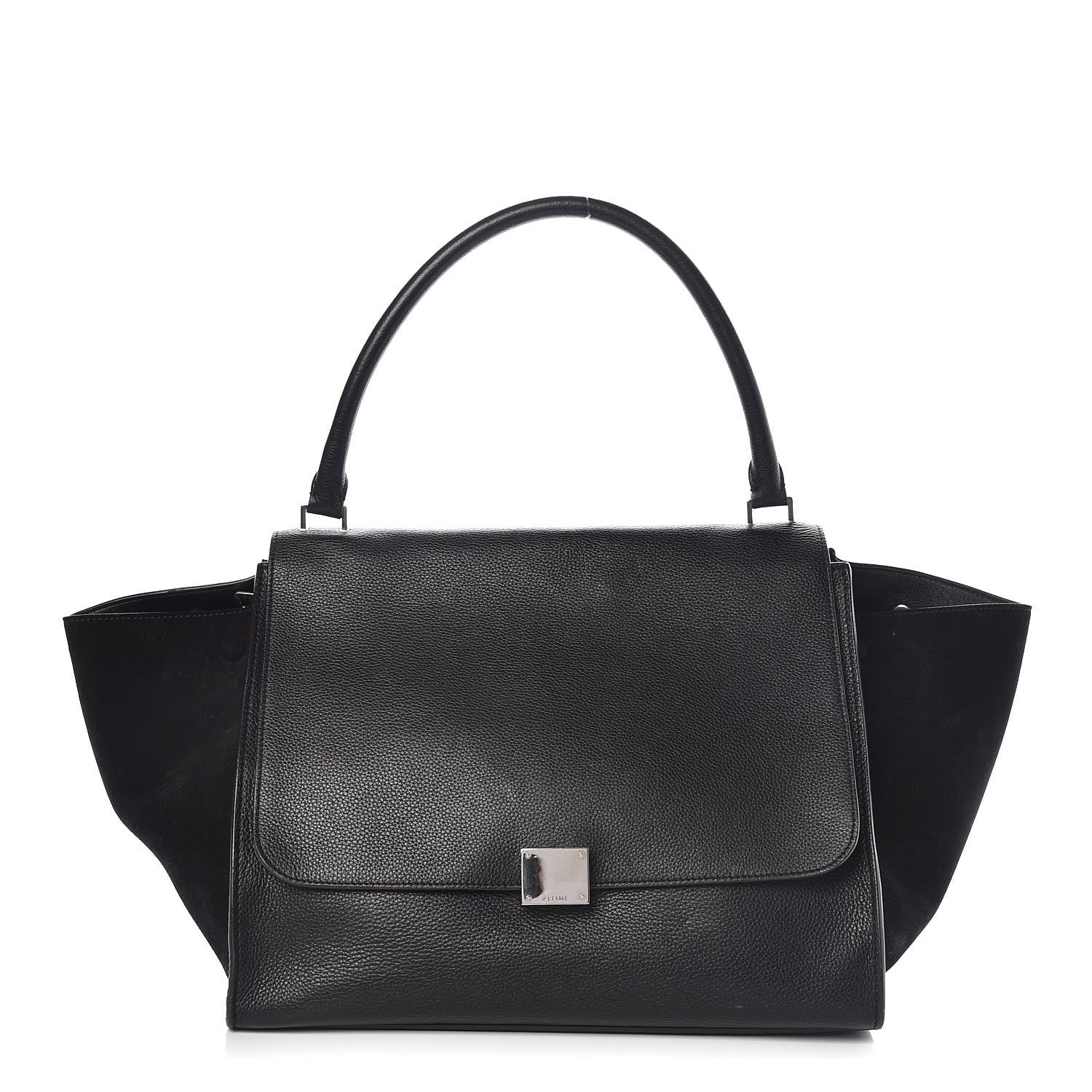Celine Drummed Calfskin Suede Large Trapeze Black 1 of 8