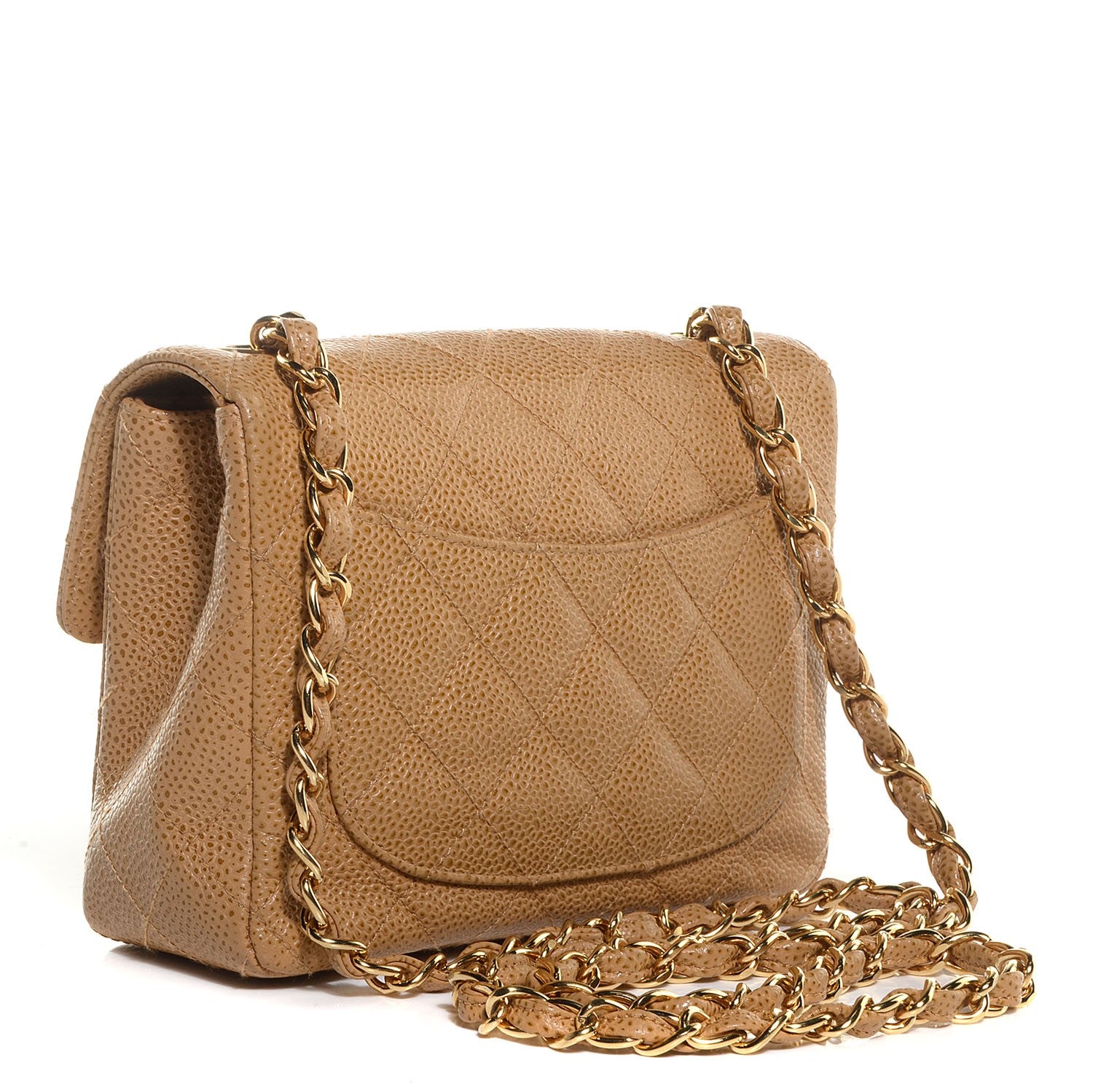 Chanel Caviar Mini Square Flap Dark Beige 3 of 9