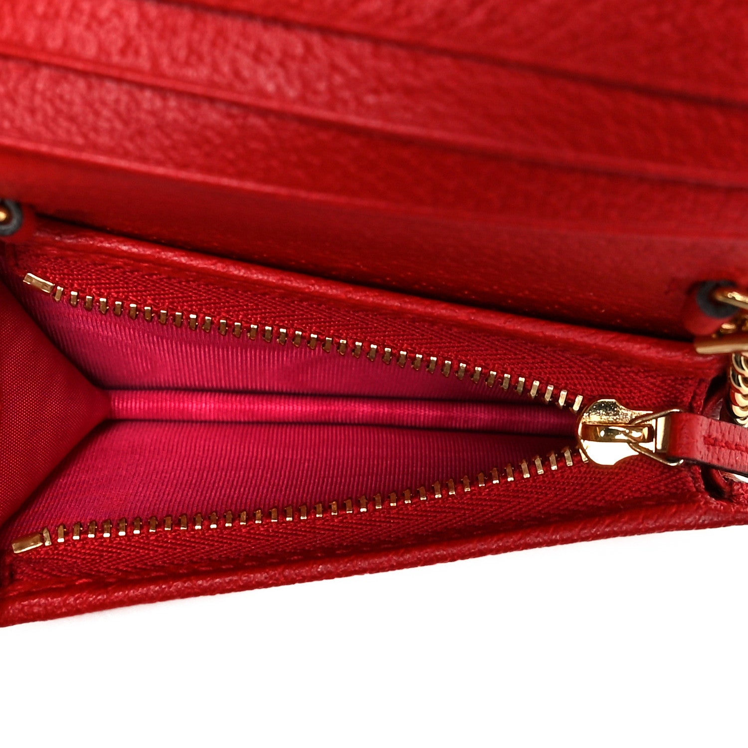 Gucci Textured Calfskin Enamel GG Hardcase Lipstick Holder Chain Wallet Lobster Red 4 of 7