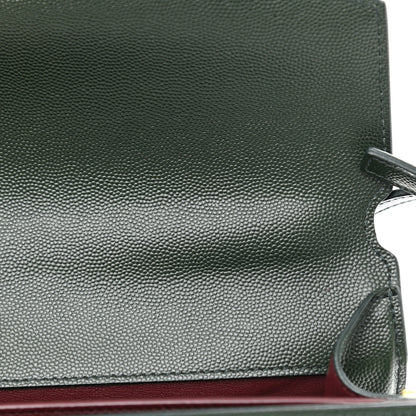 Saint Laurent Grain de Poudre Medium Classic Monogram Cassandra Top Handle Dark Green 10 of 10