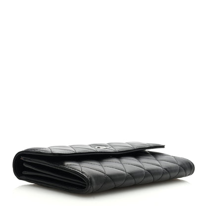 Chanel Lambskin Quilted Large Gusset Flap Wallet Black 4 of 8