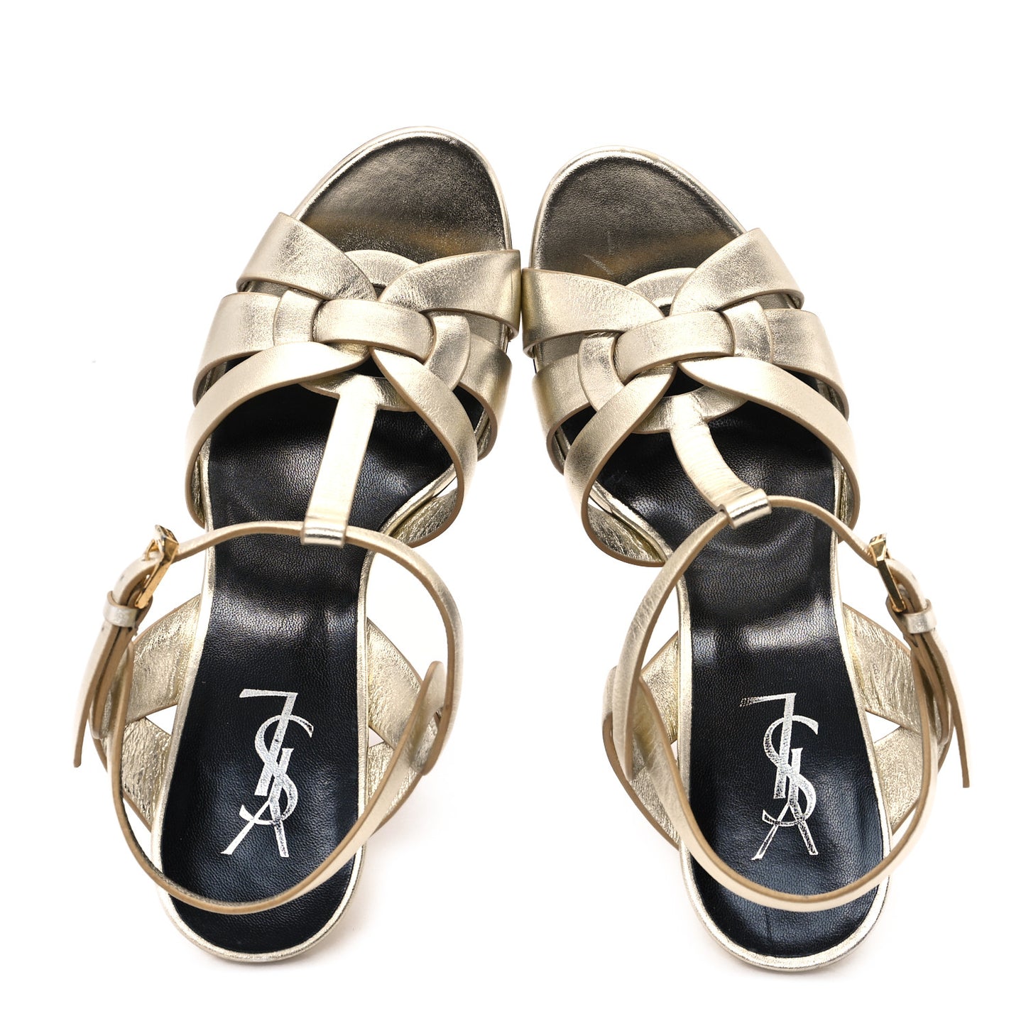 Metallic Calfskin Tribute 105 Platform Sandals 40 Gold