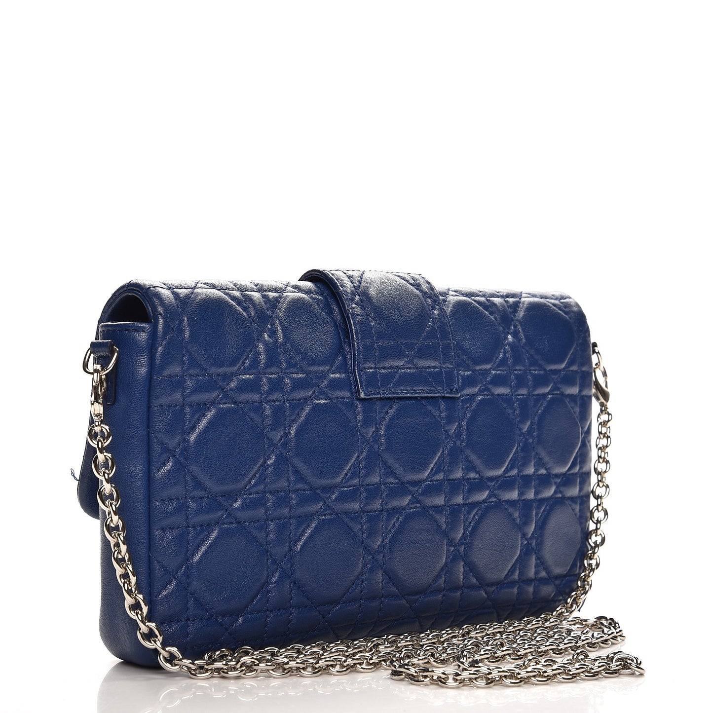 Lambskin Cannage New Lock Pouch Blue