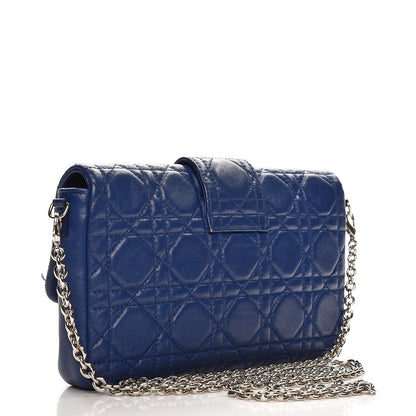 Christian Dior Lambskin Cannage New Lock Pouch Blue 3 of 9
