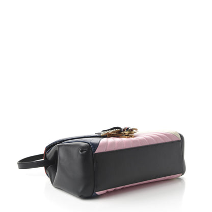 Gucci Calfskin Bamboo Trapuntata Queen Margaret Top Handle Bag Blue Agata Hibiscus Red Mystic White Sugar Pink 5 of 11