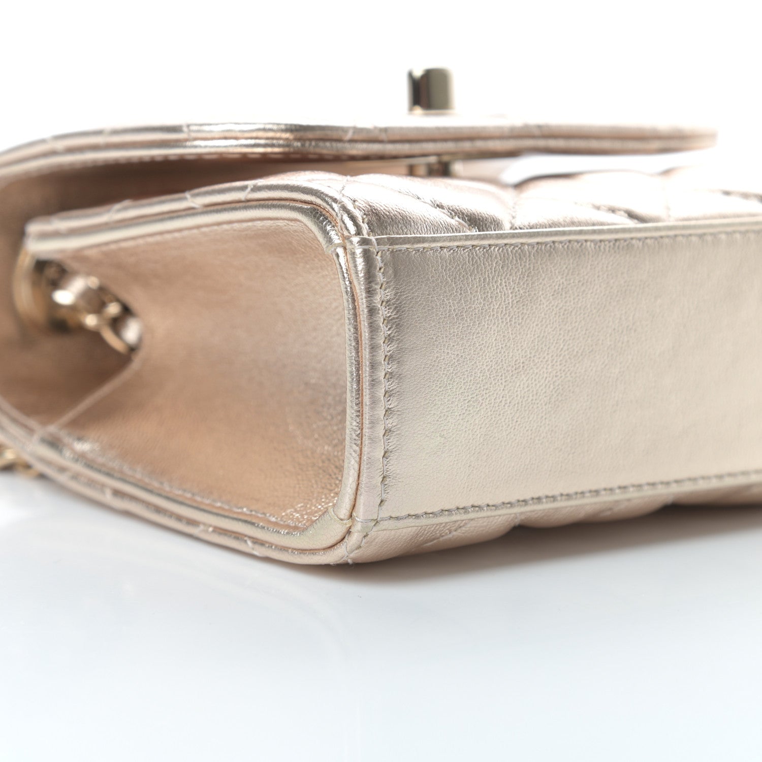 Chanel Metallic Lambskin Quilted Mini Trendy CC Clutch With Chain Gold 9 of 11