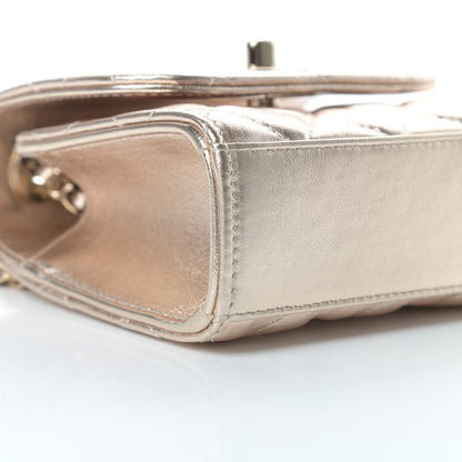 Chanel Metallic Lambskin Quilted Mini Trendy CC Clutch With Chain Gold 9 of 11