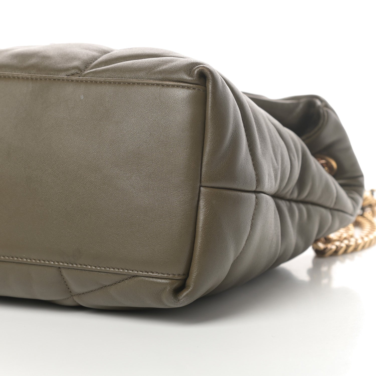 Saint Laurent Lambskin Quilted Medium Loulou Puffer Monogram Chain Satchel Seaweed 10 of 14