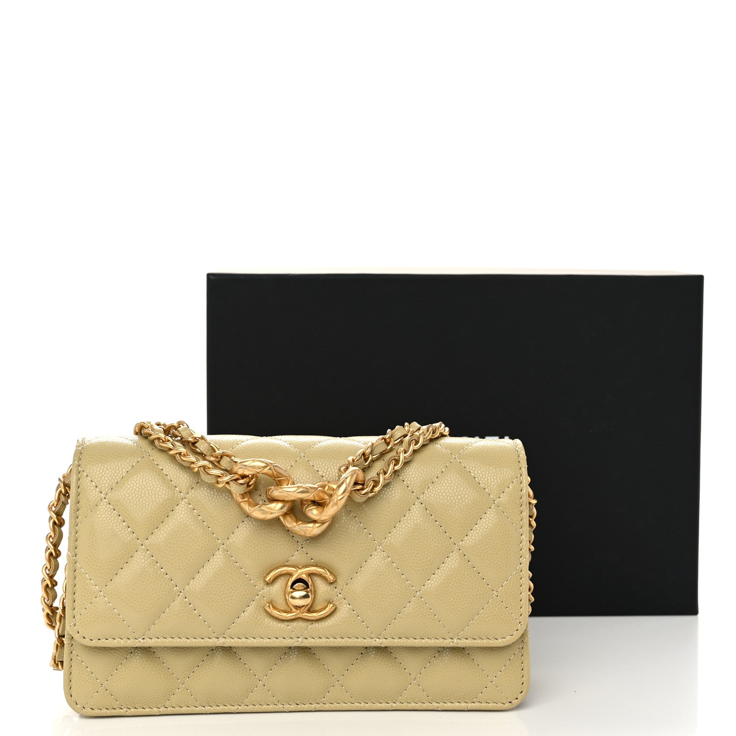 Chanel Caviar Quilted Chain Link Clutch With Chain Light Green 12 of 12