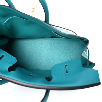Hermes Taurillon Clemence Birkin 35 Bleu Paon 5 of 10