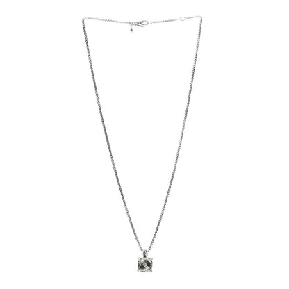 David Yurman Sterling Silver Diamond Prasiolite 11mm Chatelaine Pendant Necklace 3 of 6