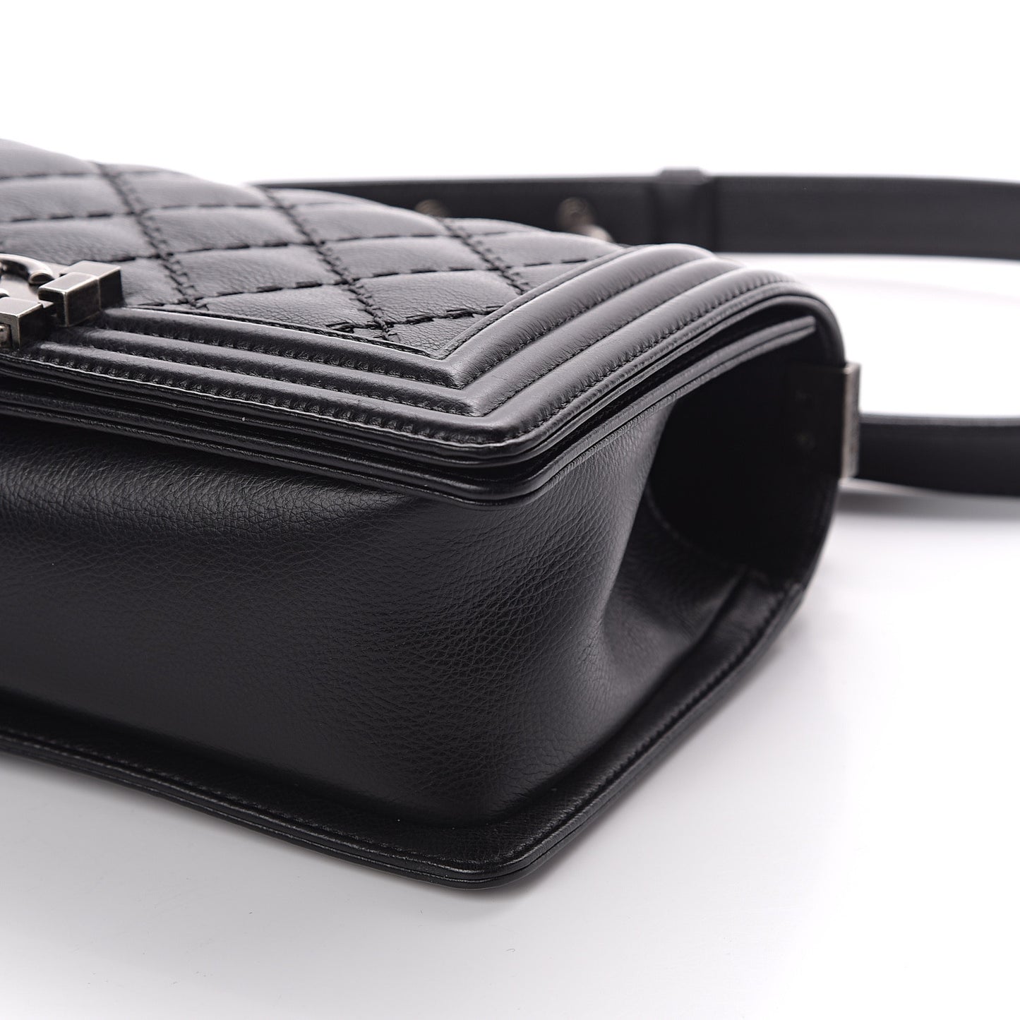 Calfskin Double Stitch Medium Boy Flap Black