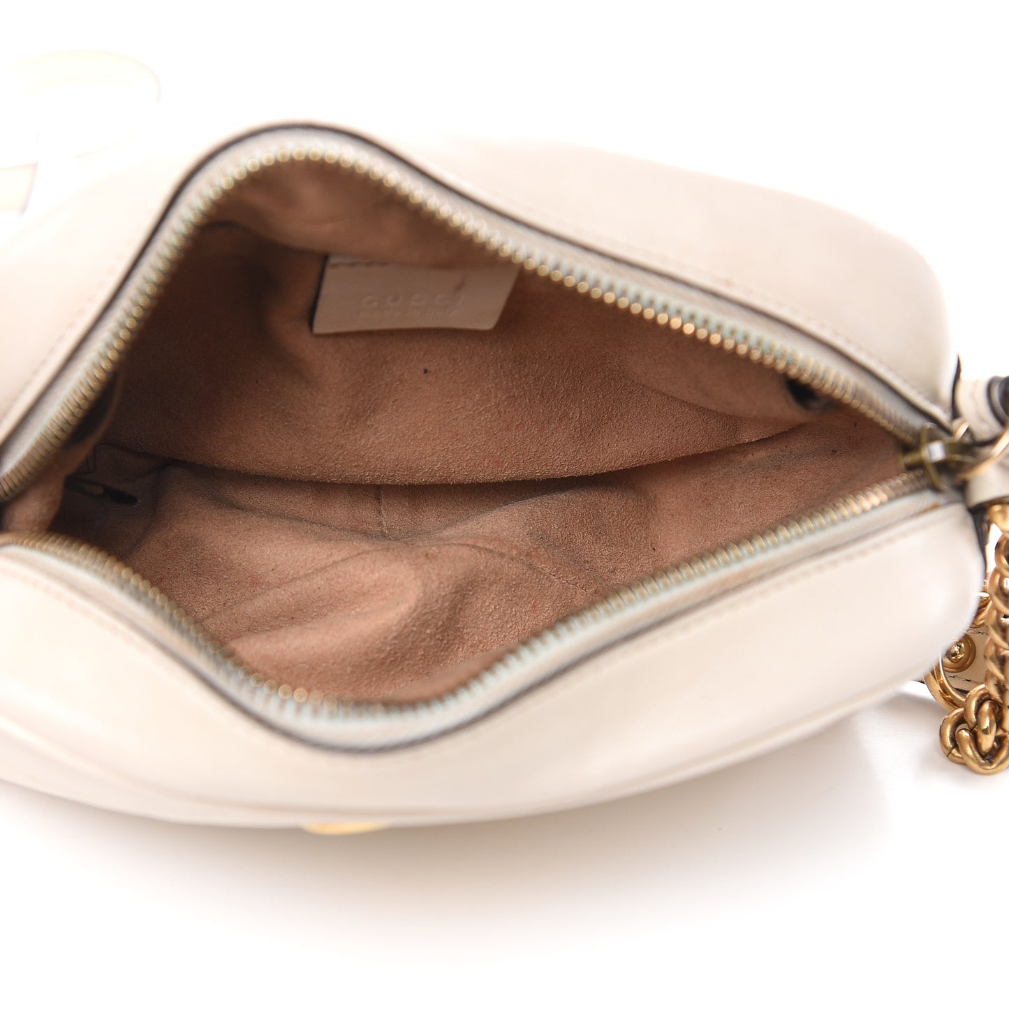 Calfskin Matelasse Mini GG Marmont Chain Shoulder Bag White